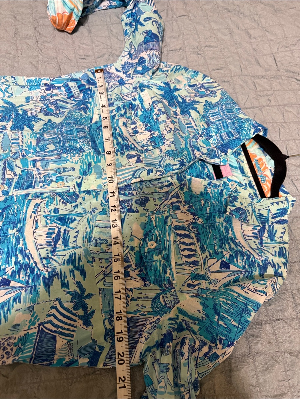 Lilly Pulitzer Blue & Aqua Printed Button-Front Shirt Dress - Picture 12 of 12